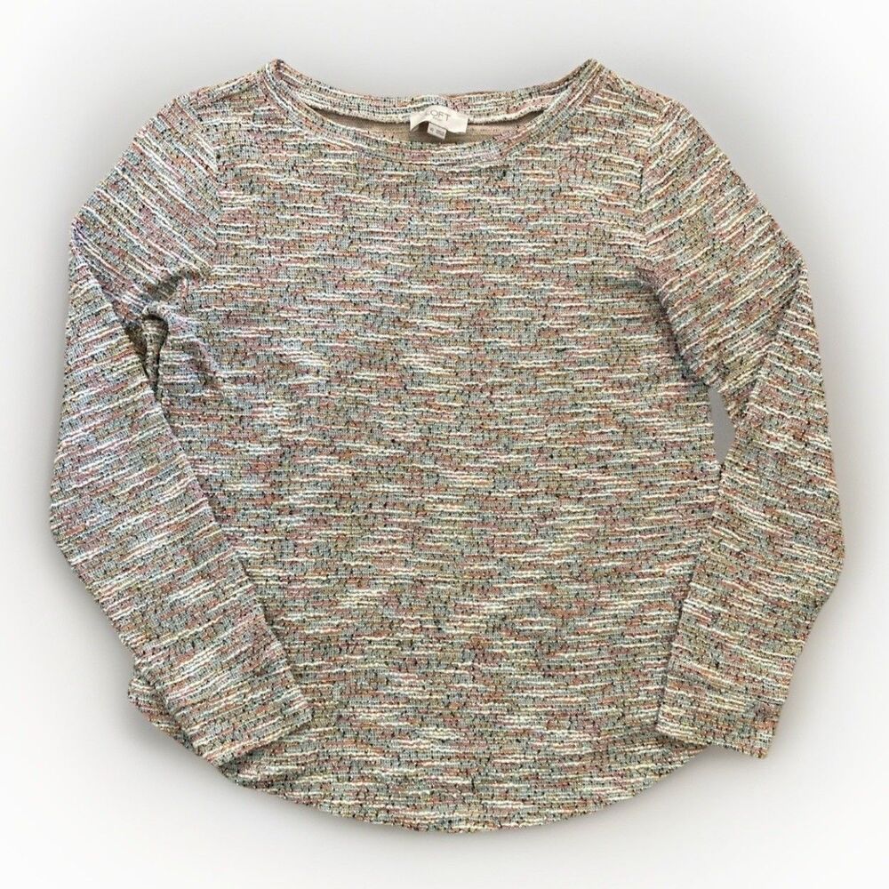 Loft Outlet Women's XS Marled Abstract Sweater Multi-Colored Nubby Knit